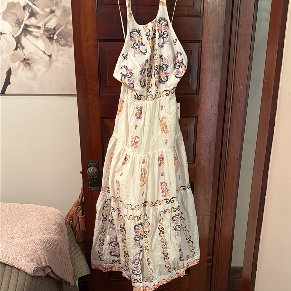 Anthropologie Cream Backless Dress with Timeless Elegance